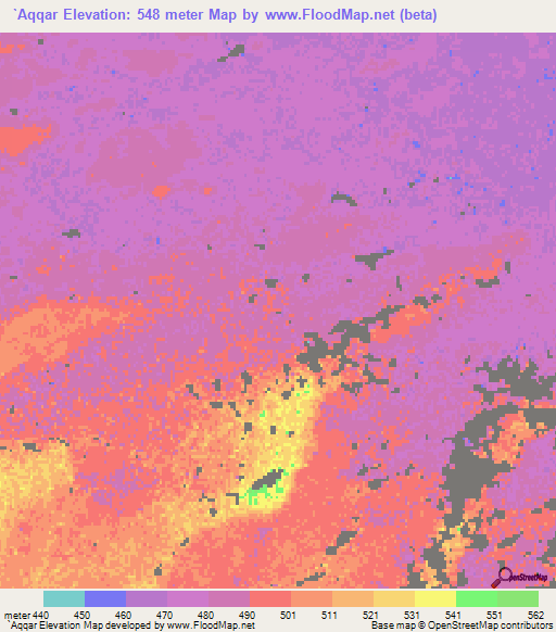 `Aqqar,Libya Elevation Map