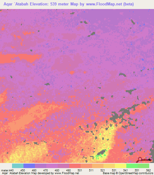 Aqar `Atabah,Libya Elevation Map