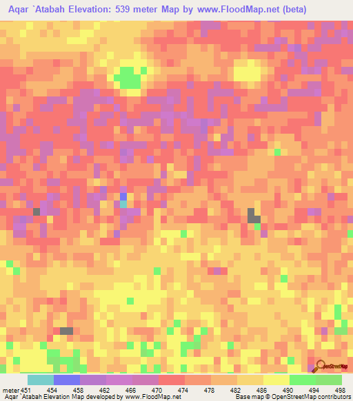 Aqar `Atabah,Libya Elevation Map