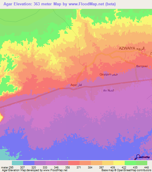 Agar,Libya Elevation Map