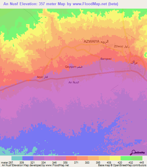 An Nusf,Libya Elevation Map