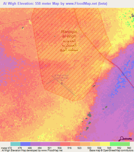 Al Wigh,Libya Elevation Map