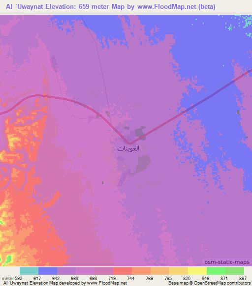 Al `Uwaynat,Libya Elevation Map