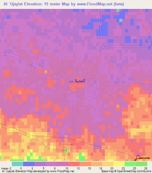 Al `Ujaylat,Libya Elevation Map