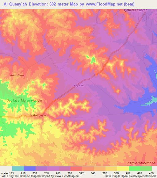 Al Qusay`ah,Libya Elevation Map