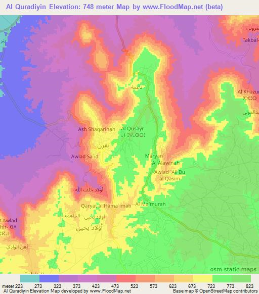 Al Quradiyin,Libya Elevation Map