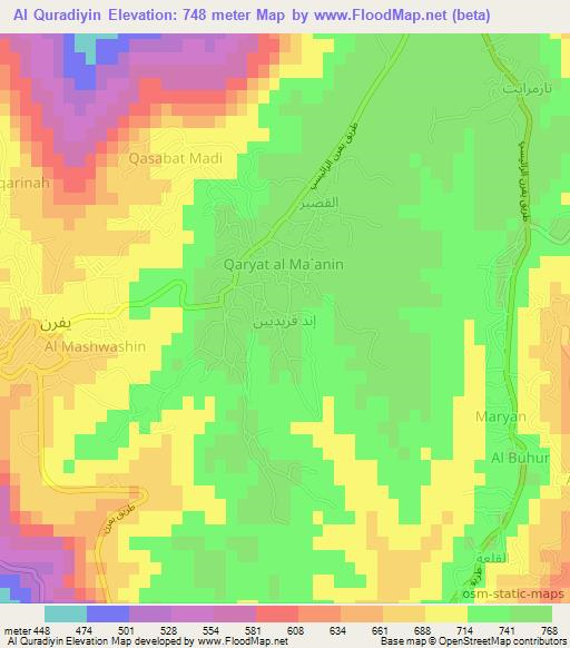 Al Quradiyin,Libya Elevation Map