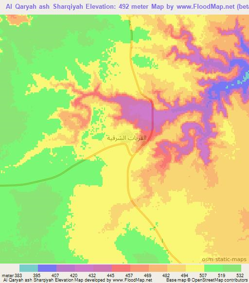 Al Qaryah ash Sharqiyah,Libya Elevation Map