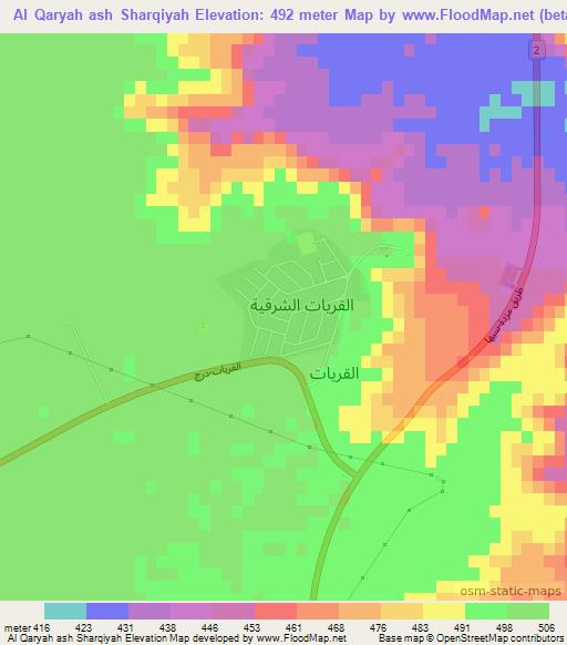 Al Qaryah ash Sharqiyah,Libya Elevation Map