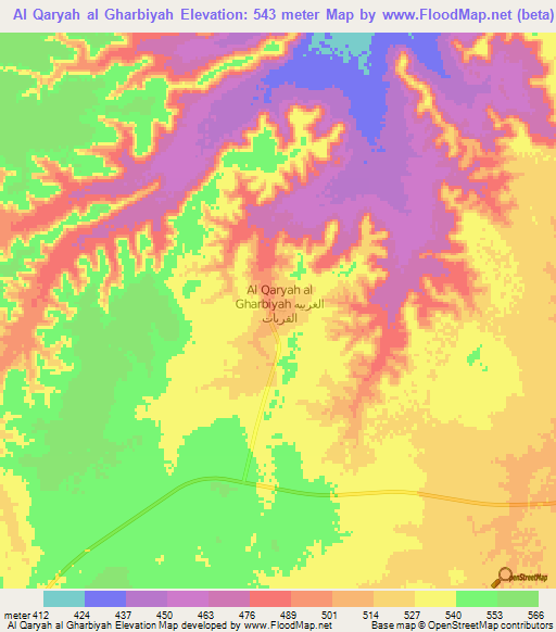 Al Qaryah al Gharbiyah,Libya Elevation Map