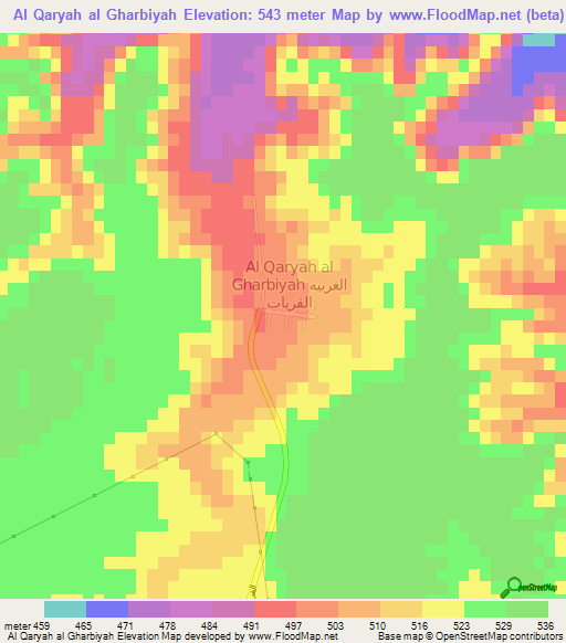 Al Qaryah al Gharbiyah,Libya Elevation Map