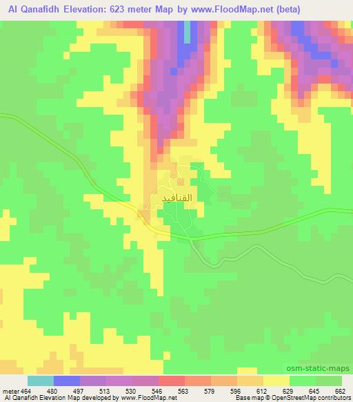 Al Qanafidh,Libya Elevation Map