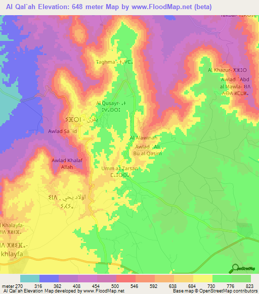 Al Qal`ah,Libya Elevation Map