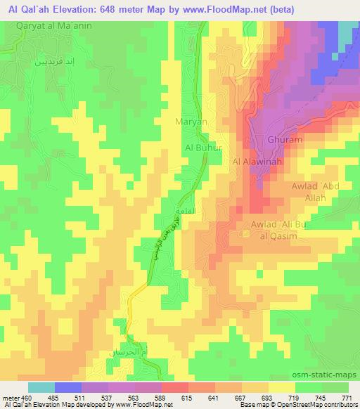 Al Qal`ah,Libya Elevation Map