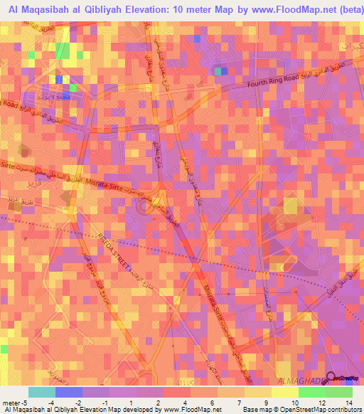 Al Maqasibah al Qibliyah,Libya Elevation Map