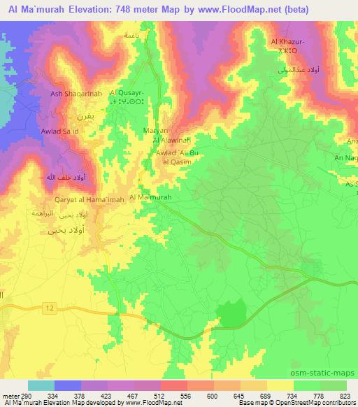 Al Ma`murah,Libya Elevation Map