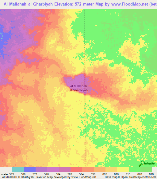 Al Mallahah al Gharbiyah,Libya Elevation Map