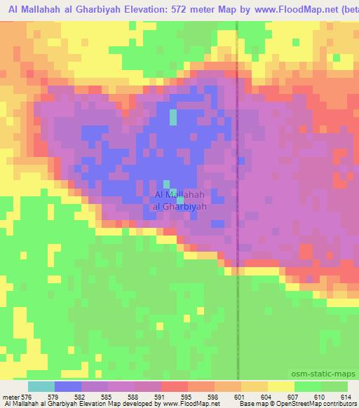 Al Mallahah al Gharbiyah,Libya Elevation Map