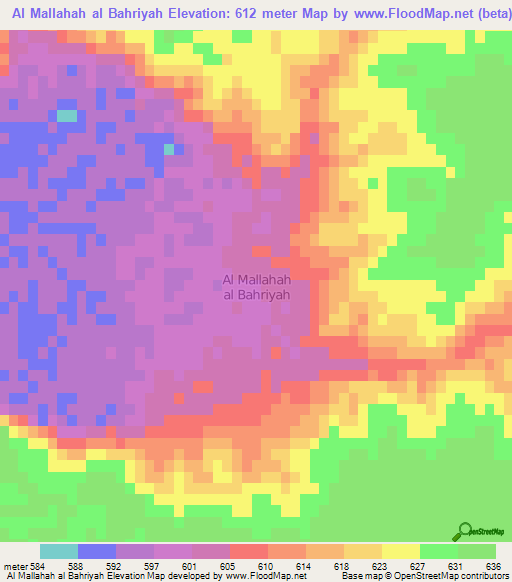 Al Mallahah al Bahriyah,Libya Elevation Map