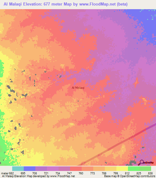 Al Malaqi,Libya Elevation Map