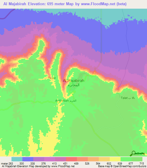 Al Majabirah,Libya Elevation Map