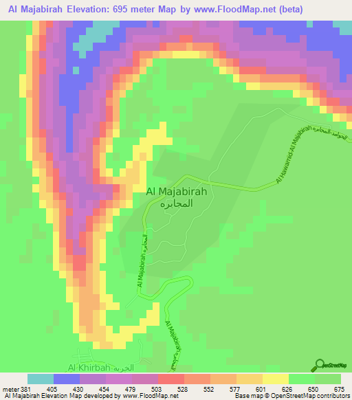 Al Majabirah,Libya Elevation Map