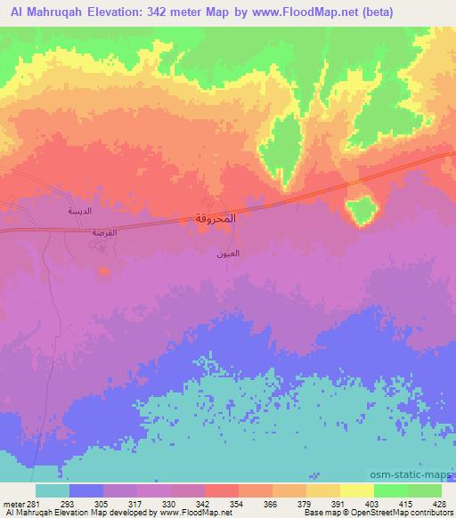 Al Mahruqah,Libya Elevation Map