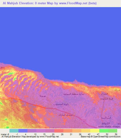 Al Mahjub,Libya Elevation Map