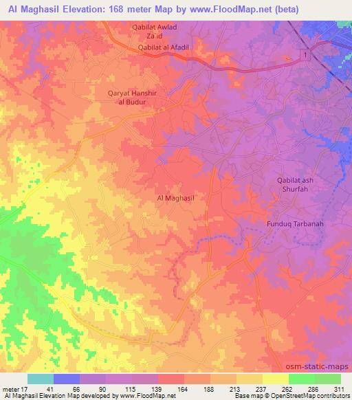 Al Maghasil,Libya Elevation Map