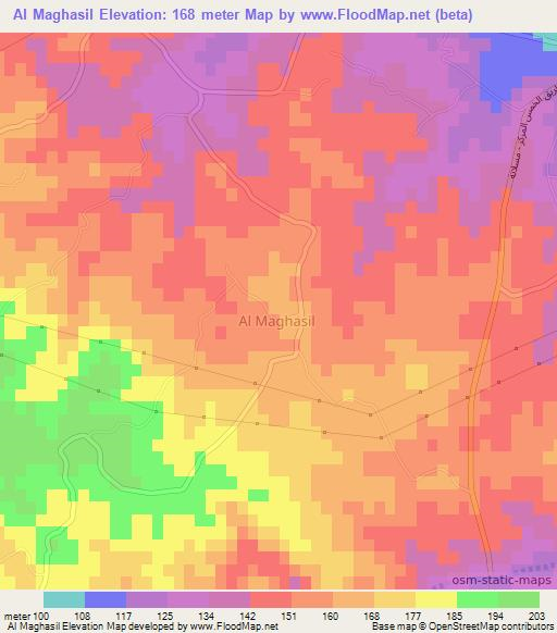 Al Maghasil,Libya Elevation Map