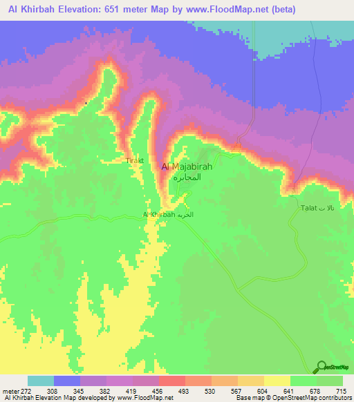 Al Khirbah,Libya Elevation Map