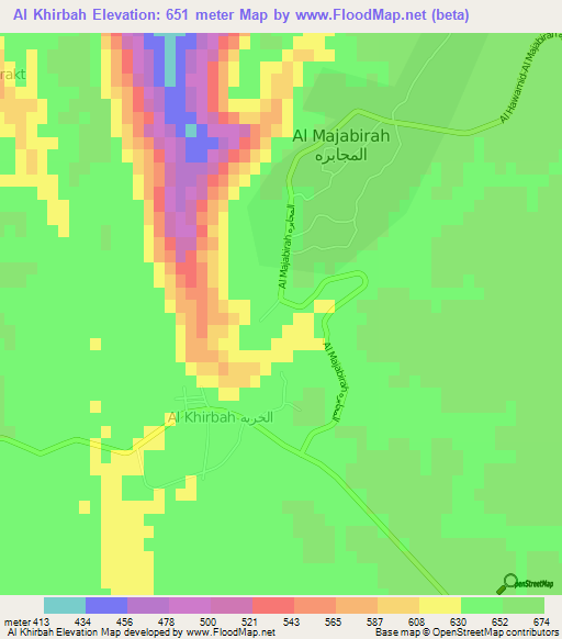 Al Khirbah,Libya Elevation Map