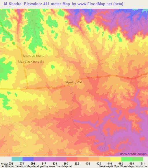 Al Khadra',Libya Elevation Map