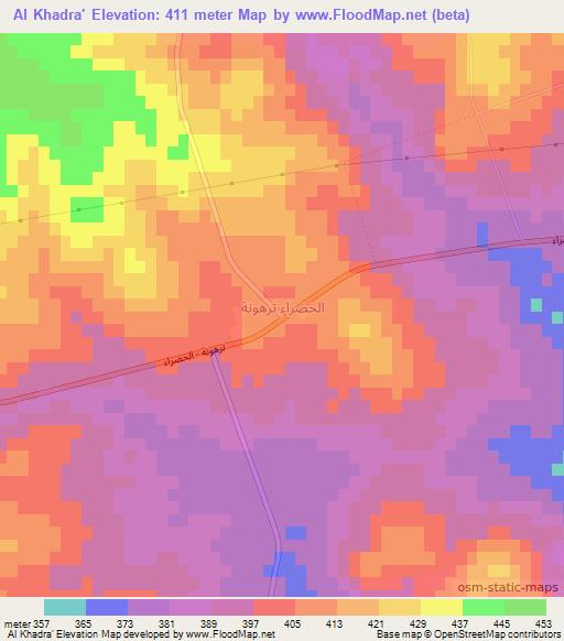 Al Khadra',Libya Elevation Map