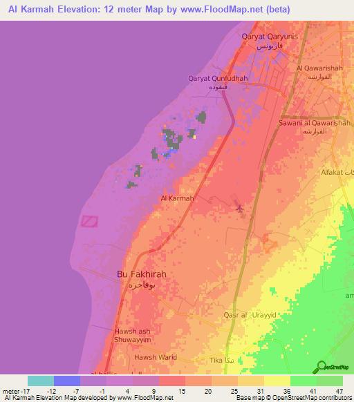 Al Karmah,Libya Elevation Map