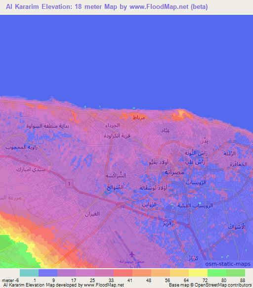 Al Kararim,Libya Elevation Map