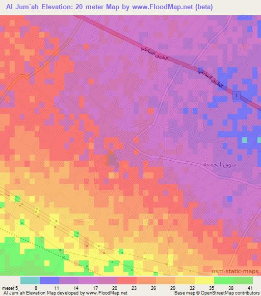 Al Jum`ah,Libya Elevation Map