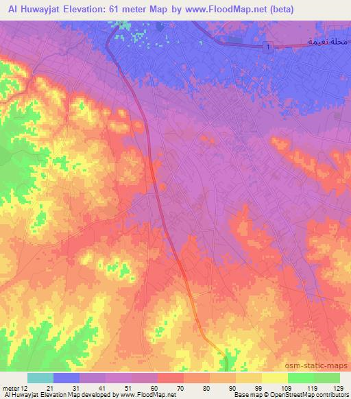 Al Huwayjat,Libya Elevation Map