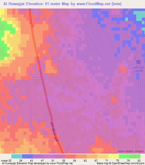 Al Huwayjat,Libya Elevation Map