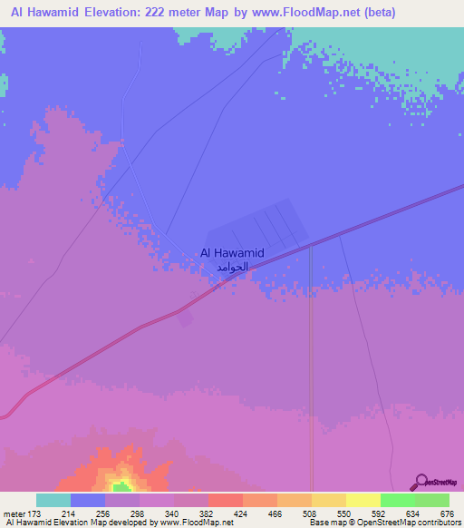 Al Hawamid,Libya Elevation Map