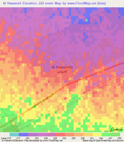 Al Hawamid,Libya Elevation Map