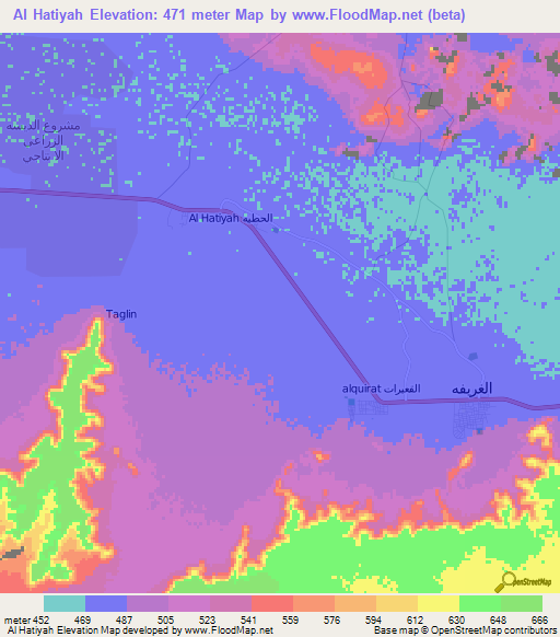 Al Hatiyah,Libya Elevation Map