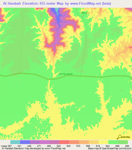 Al Harabah,Libya Elevation Map