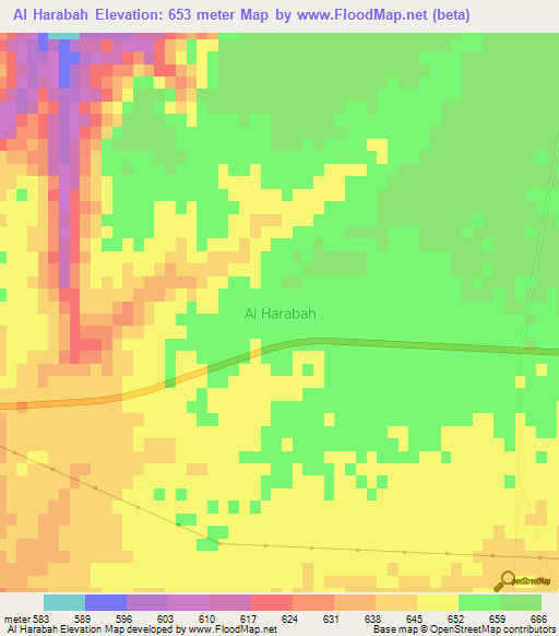 Al Harabah,Libya Elevation Map