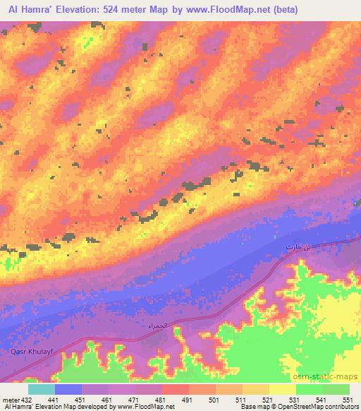 Al Hamra',Libya Elevation Map