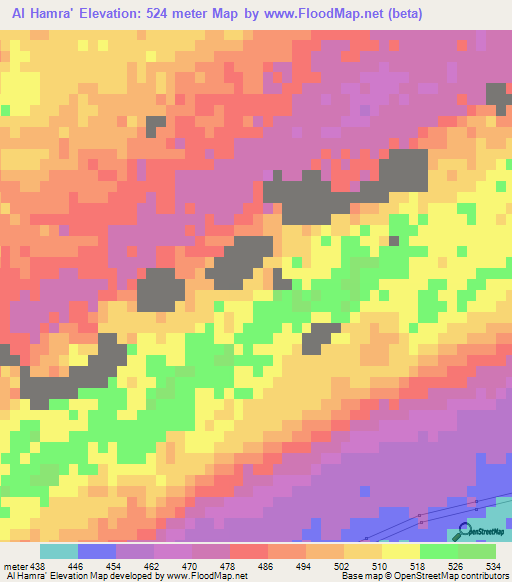 Al Hamra',Libya Elevation Map