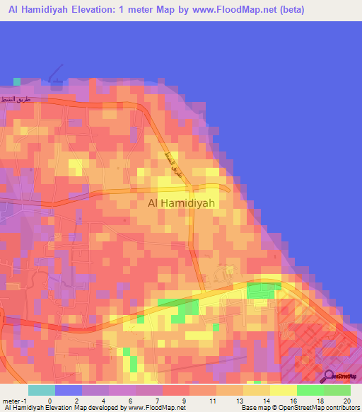 Al Hamidiyah,Libya Elevation Map