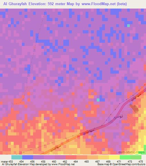 Al Ghurayfah,Libya Elevation Map