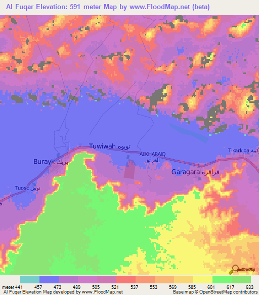 Al Fuqar,Libya Elevation Map