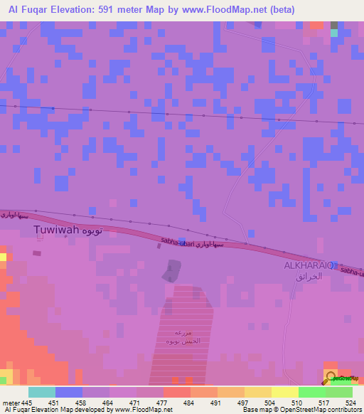 Al Fuqar,Libya Elevation Map